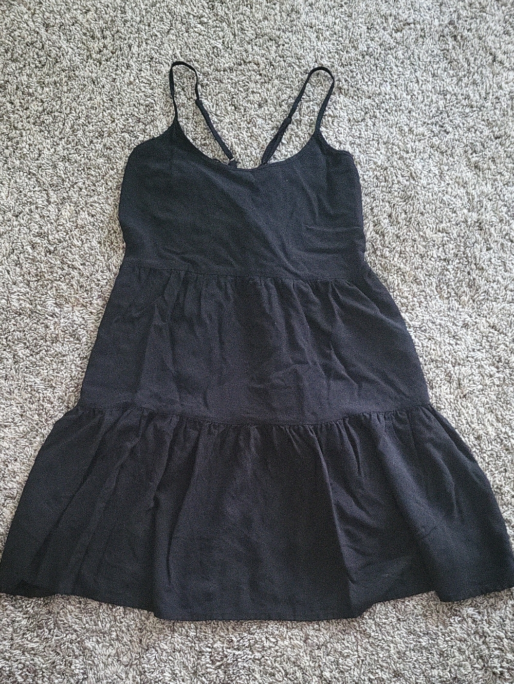 Classic Black Tiered Spaghetti Strap Dress